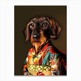 Doortje The Dachshund In Kimono Pet Portraits Canvas Print