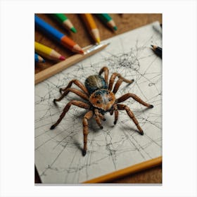 3d Spider Drawing Canvas Print