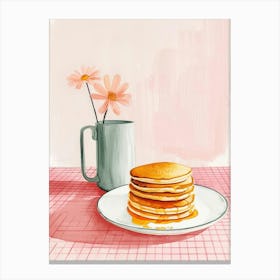 Pink Breakfast Food Pancakes 3 Canvas Print