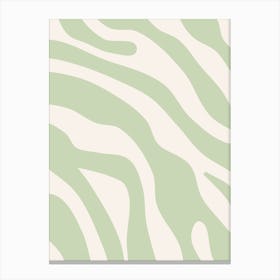 Pastel Green Retro Lines Canvas Print