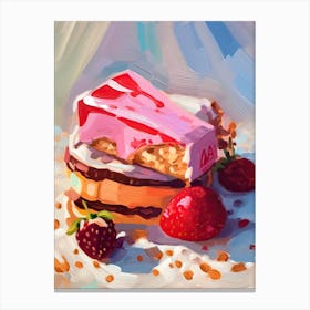 Strawberry Cake Oil Painting 2 Canvas Print