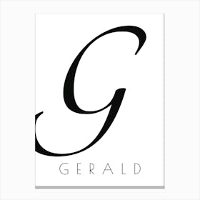 Gerald Typography Name Initial Word Canvas Print