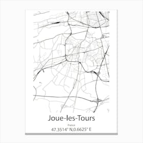 Joue Les Tours,France Minimalist Map Canvas Print