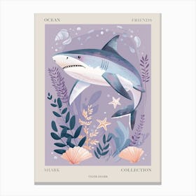 Purple Tiger Shark Illustration 1 Poster Canvas Print