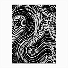 Wavy Sketch In Black And White Line Art 15 Canvas Print