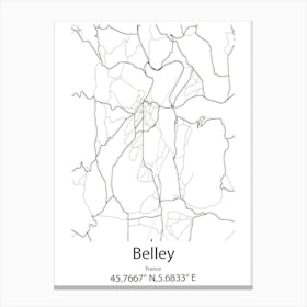 Belley,France Minimalist Map Canvas Print