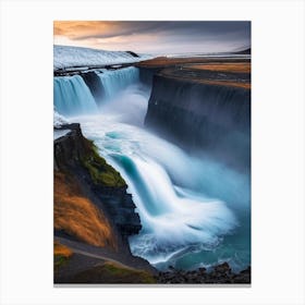 Gullfoss, Iceland Realistic Photograph (2) Canvas Print