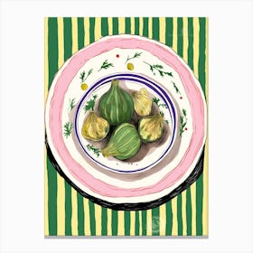 A Plate Of Figs Top View Food Illustration 4 Canvas Print
