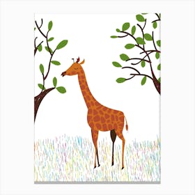 Giraffe In The Grass Canvas Print