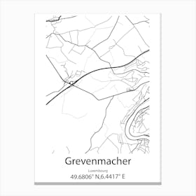 Grevenmacher,Luxembourg Minimalist Map Canvas Print