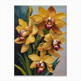 Cymbidium Orchids Oil Painting 2 Canvas Print