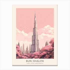 Burj Khalifa Dubai United Arab Emirates Travel Poster Canvas Print