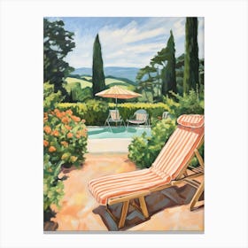 Sun Lounger By The Pool In Trieste Italy Canvas Print