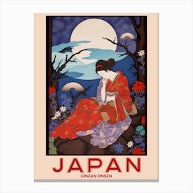 Ginzan Onsen, Visit Japan Vintage Travel Art 3 Canvas Print