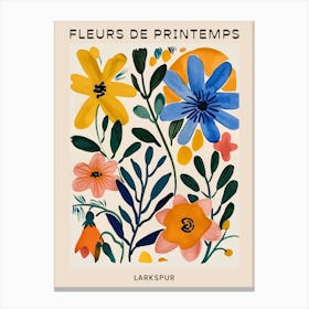 Spring Floral French Poster  Larkspur 2 Canvas Print