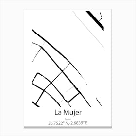 La Mujer,Spain Minimalist Map Canvas Print