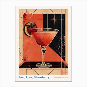Art Deco Strawberry Daiquiri 1 Poster Canvas Print