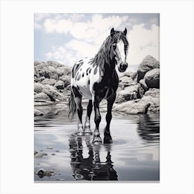 A Horse Oil Painting In Boulders Beach, South Africa, Portrait 3 Canvas Print