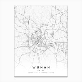 Wuhan China White Map Canvas Print