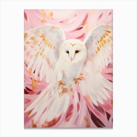 Pink Ethereal Bird Painting Barn Owl 1 Canvas Print