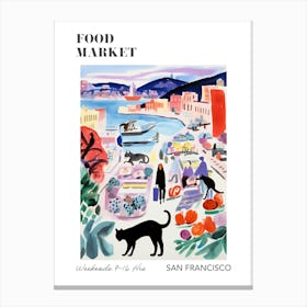 The Food Market In San Francisco 2 Illustration Poster Canvas Print