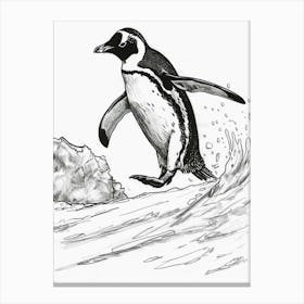 Emperor Penguin Sliding On Ice 2 Canvas Print