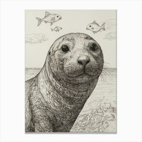 Seal In The Sea Canvas Print