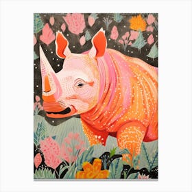 Rhino In The Plants Warm Tones 1 Canvas Print