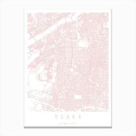 Osaka Japan Light Pink Minimal Street Map Canvas Print