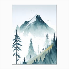 Mountain And Forest In Minimalist Watercolor Vertical Composition 149 Canvas Print