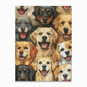 Perfectly Repeatable Artwork With Cute Dog Faces 05 Canvas Print