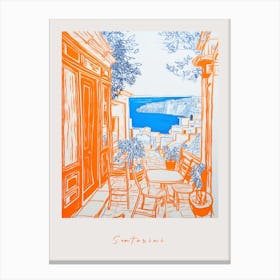 Santorini Greece 3 Orange Drawing Poster Canvas Print