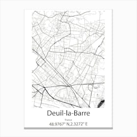 Deuil La Barre,France Minimalist Map Canvas Print