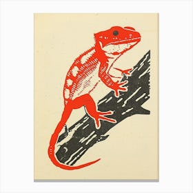 Red Gecko On A Tree Bold Block Canvas Print