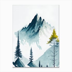 Mountain And Forest In Minimalist Watercolor Vertical Composition 299 Canvas Print