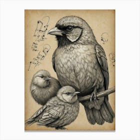 Bird And Chicks Canvas Print