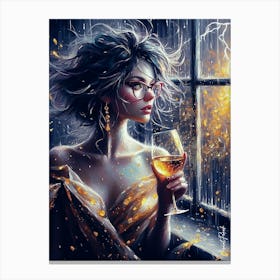 Stormy Night With A Glass Of Wine 3 Canvas Print