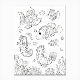 Fishes Coloring Page Canvas Print