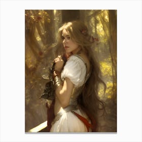 Faerie elven woman female portrait golden blonde yellow Canvas Print