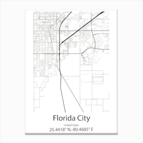 Florida,Cuba Minimalist Map Canvas Print