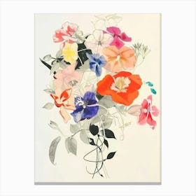 Impatiens 3 Collage Flower Bouquet Canvas Print