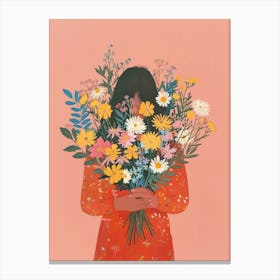 Spring Girl With Wild Flowers 3 Canvas Print