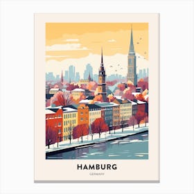 Vintage Winter Travel Poster Hamburg Germany 1 Canvas Print