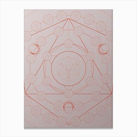 Geometric Abstract Glyph Circle Array in Tomato Red n.0213 Canvas Print
