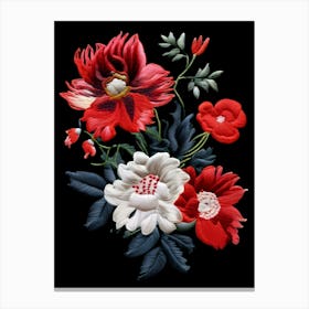 Embroidered Flowers Canvas Print