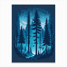 A Fantasy Forest At Night In Blue Theme 31 Canvas Print