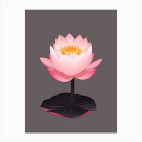 A Pink Lotus In Minimalist Style Vertical Composition 32 Canvas Print