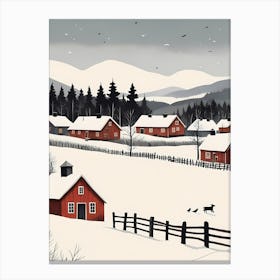 Scandinavian Village Scene Painting (3) Canvas Print