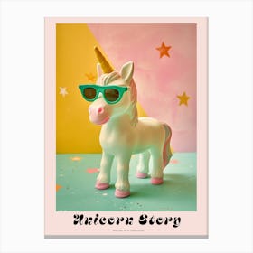 Pastel Toy Unicorn With Sunglasses 2 Poster Canvas Print