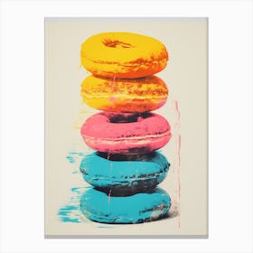 Donut Pop Art Risograph Inspired 3 Canvas Print
